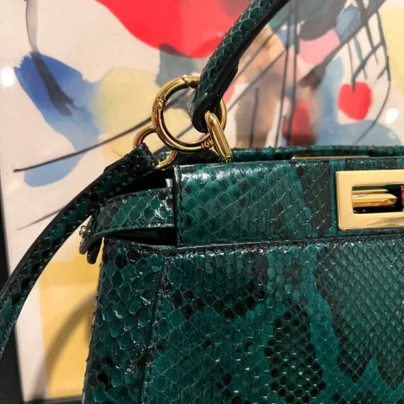 FENDI Peekaboo Mini Green python bag - Picture 12 of 16